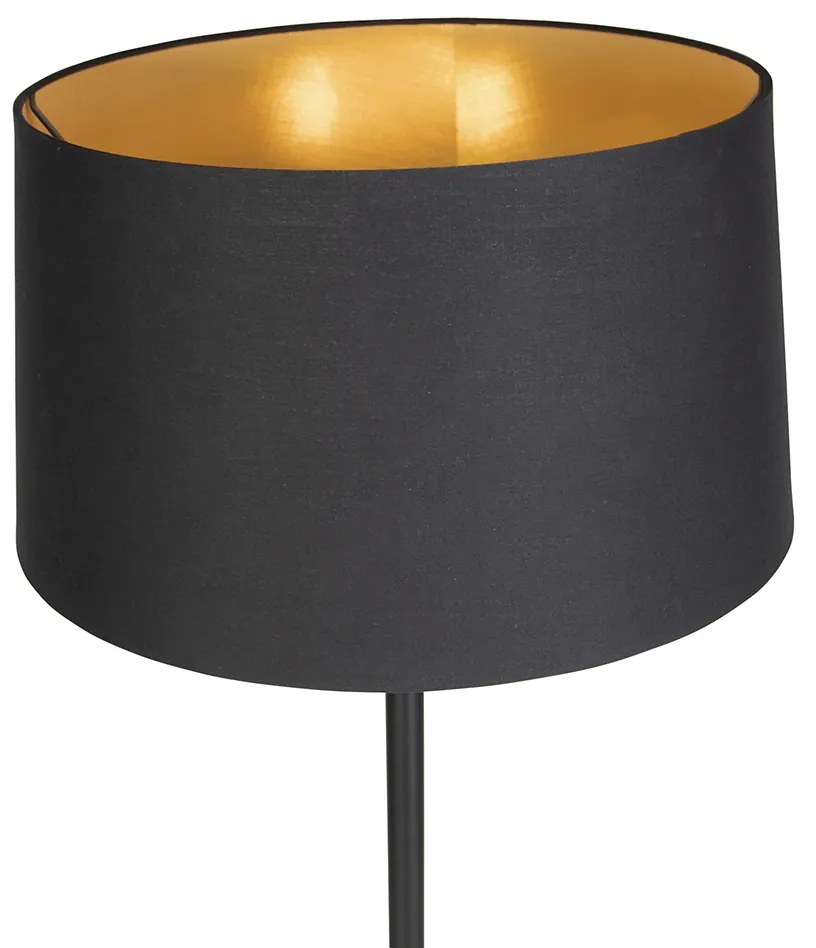 Smart vloerlamp zwart met zwarte kap 45 cm incl. Wifi A60 - Simplo