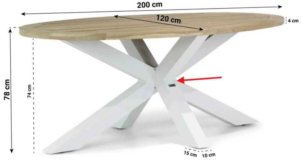 Tuinset 4 personen 200 cm Aluminium/textileen Wit Lifestyle Garden Furniture Fiora/Bradford