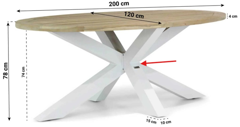 Tuinset 4 personen 200 cm Aluminium Wit Lifestyle Garden Furniture Alessio/Bradford