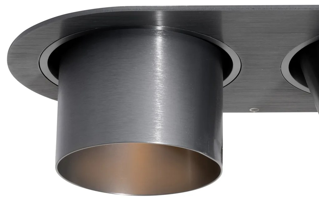 Afgeronde inbouwspot gunmetal GU10 70mm kantelbaar 2-lichts - Installa Modern GU10 ovaal Binnenverlichting Lamp