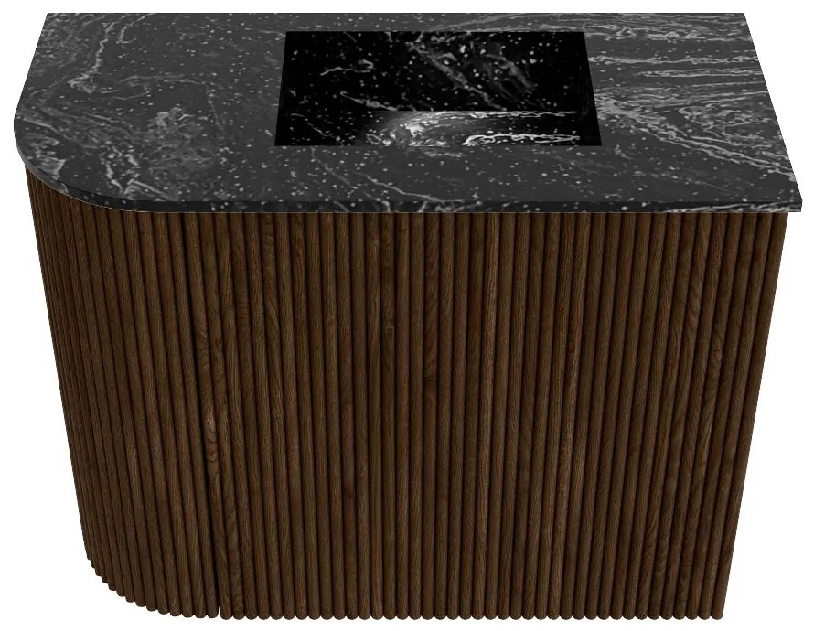 Mondiaz Joya DLux 50cm toiletmeubel ronding links walnut met wastafel faye rechts 1 kraangat lava