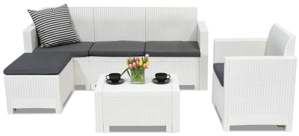 Nebraska Relax Corner 5 witte Bica technorattan loungemeubelset