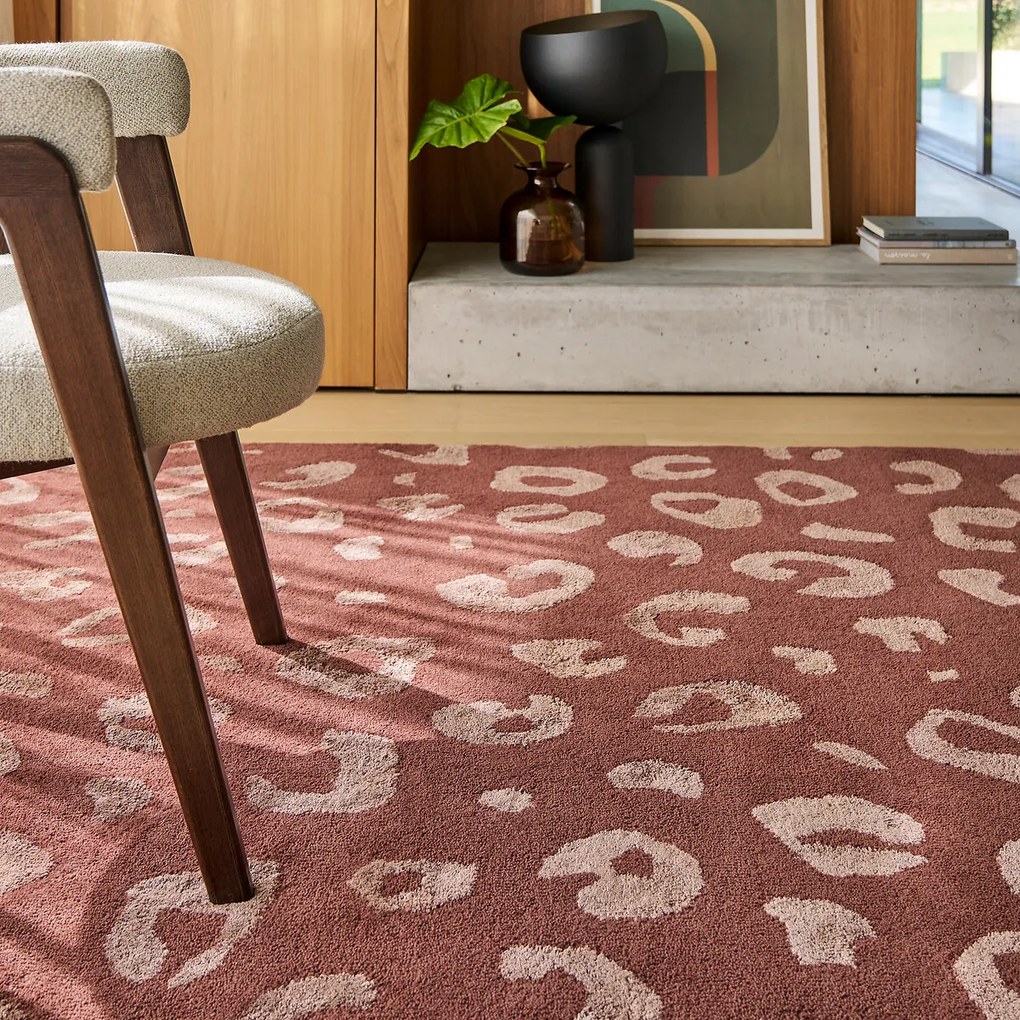 Vloerkleed in 65% wol, luipaardprint, Thelma