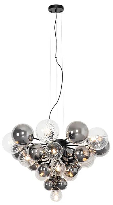 Hanglamp zwart met smoke en helder glas 13-lichts - Bonnie Art Deco G9 rond Binnenverlichting Lamp