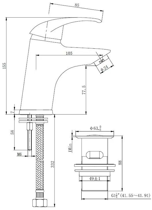 Mueller Basic wastafelmengkraan + klikwaste PVD-coating chroom