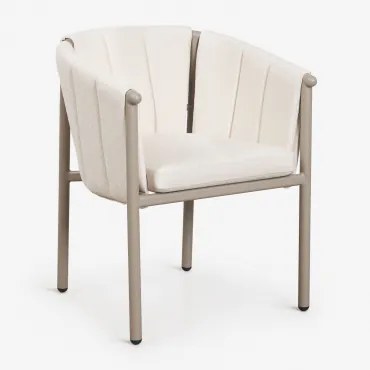 Set Van 4 Eetkamerstoelen Met Armleuningen In Bouclé En Aluminium Boleni Moka Bruin - Sklum