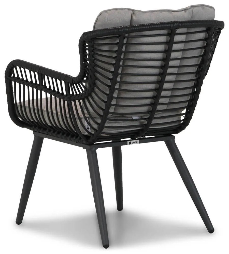 Coco Azzano Dining Tuinstoel Aluminium/wicker Zwart