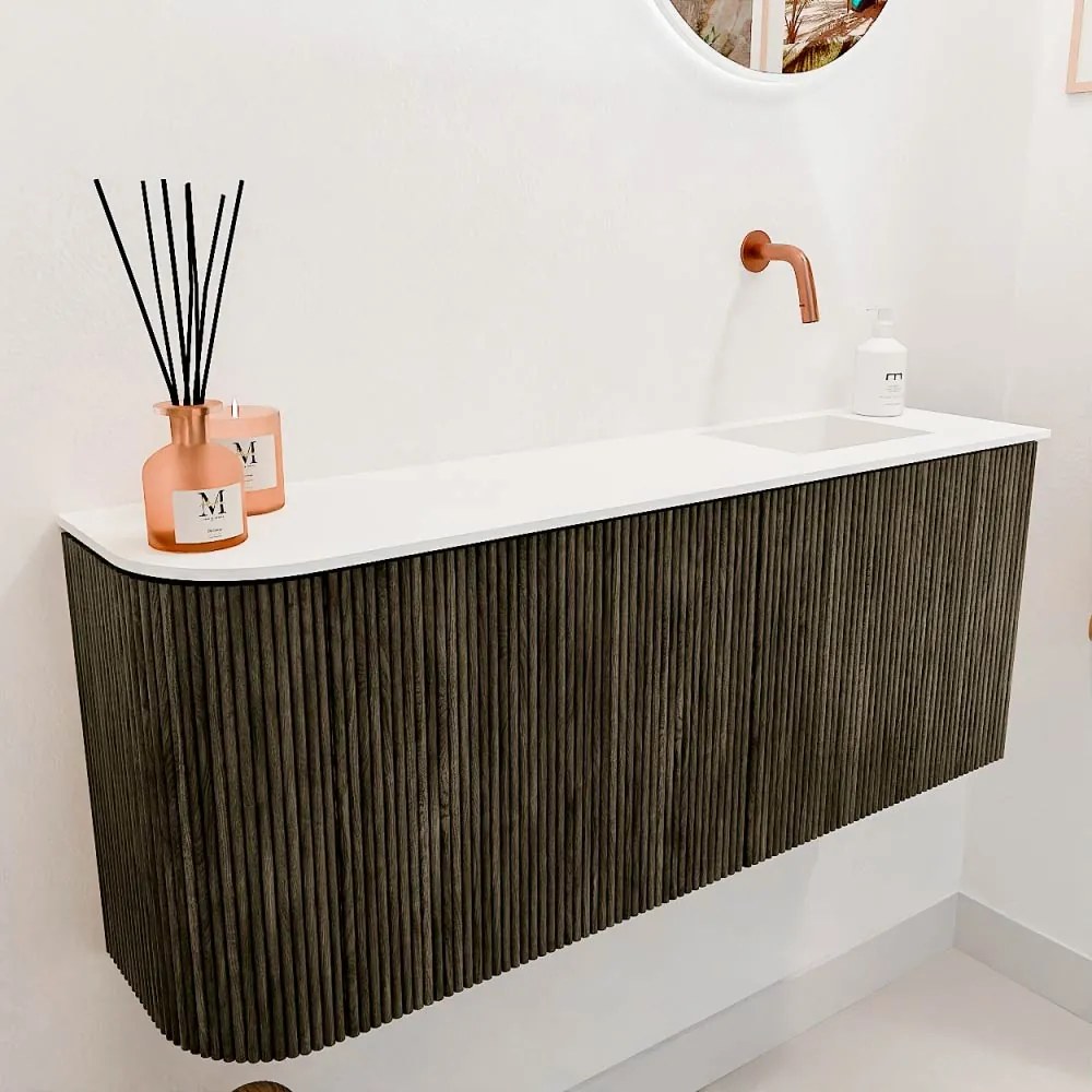 Mondiaz Joya 100cm toiletmeubel ronding links shadow met wastafel faye rechts zonder kraangat talc