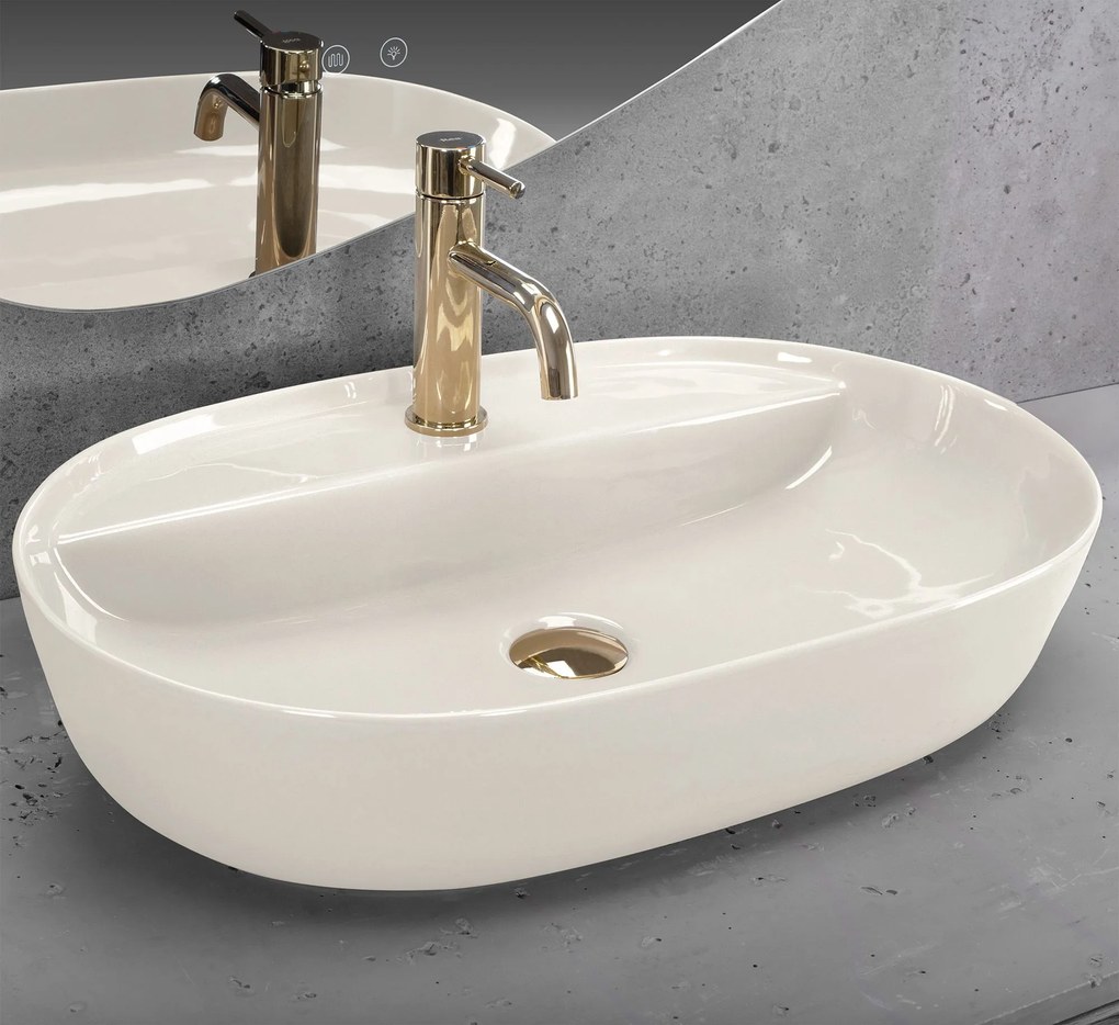Opzetwastafel REA Aura 61 Ecru Shiny