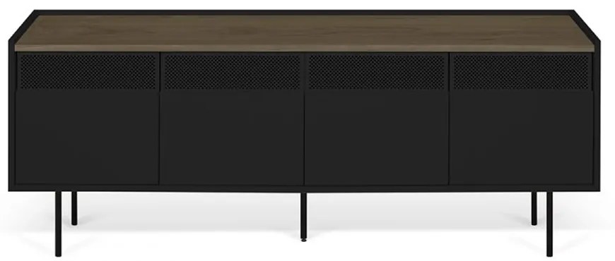 TemaHome Radio Zwart Tv-meubel Met Walnoot Blad - 160x43x60cm.