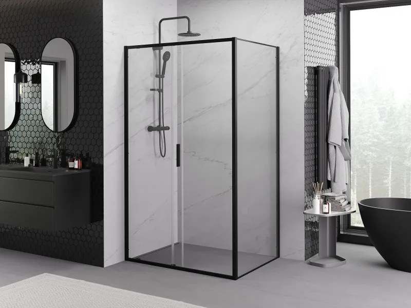 Mexen Exo-S schuifdouchecabine 120 x 90 cm, transparant, zwart - 8151-120-090-70-00