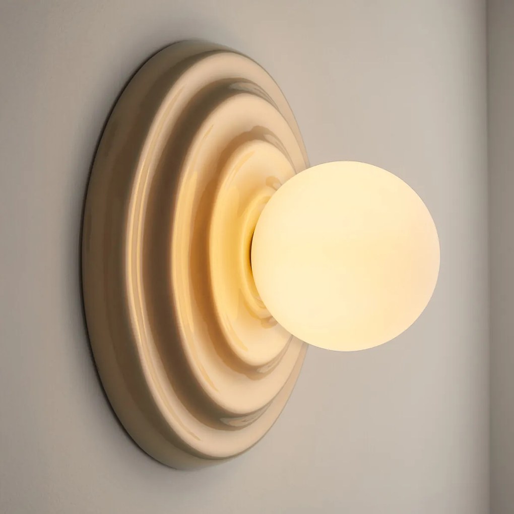 Wand- of plafondlamp, keramiek en opaline glas, diameter 24,5 cm, HOLI