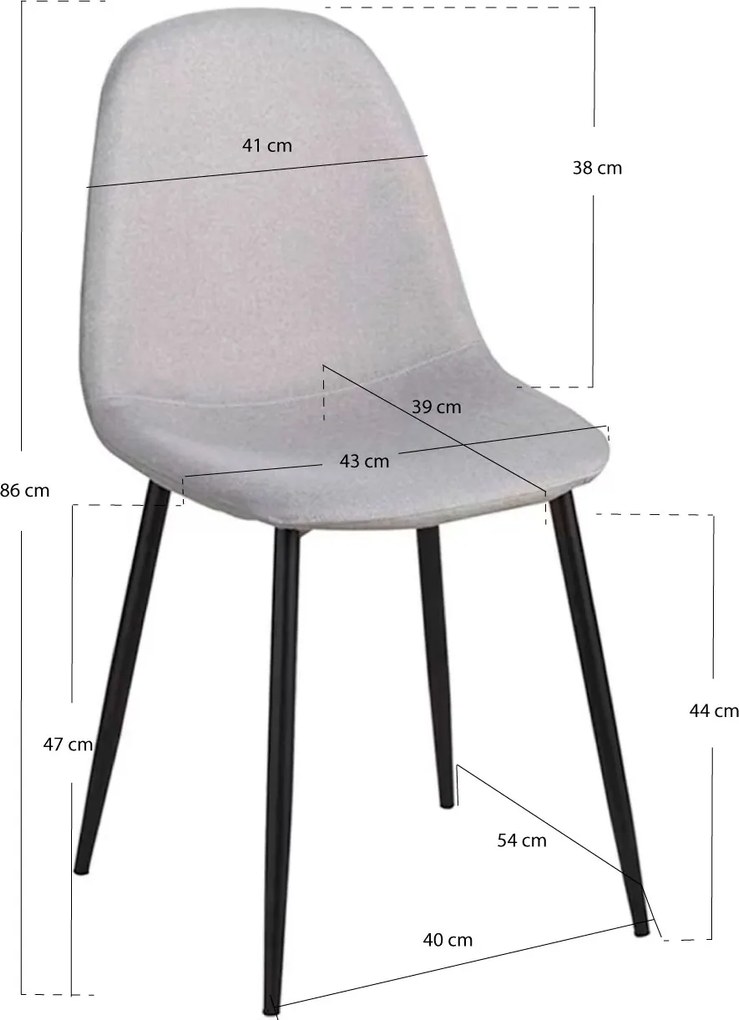 Set 4 Teok Black Stoffen Stoelen