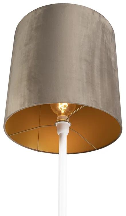 Voerlamp wit met taupe kap en gouden binnenkant 40 cm - Simplo Art Deco, Modern, Retro E27 Binnenverlichting Lamp