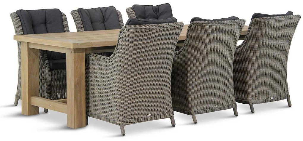Tuinset 6 personen 260 cm Wicker Taupe Garden Collections Buckingham/Fourmile