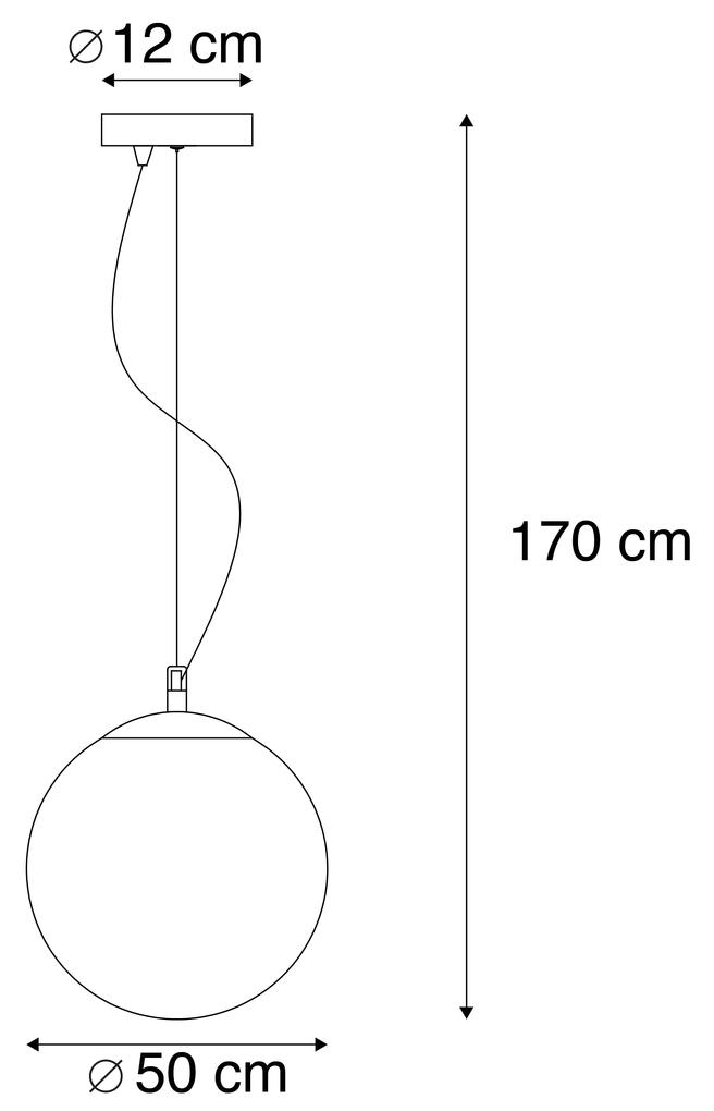 + Moderne hanglamp messing met smoke glas 50 cm - Ball Modern, Retro E27 rond Binnenverlichting Lamp