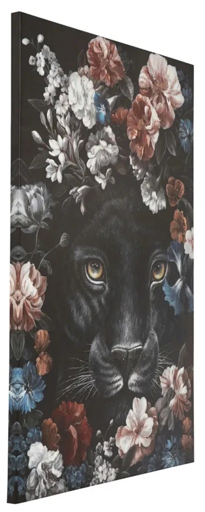 Kare Design Night Leo In Flower Schilderij Luipaard