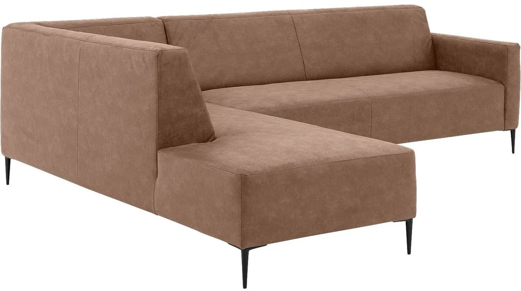 Goossens  Key West bruin, micro leer, 3-zits, modern design met ligelement links