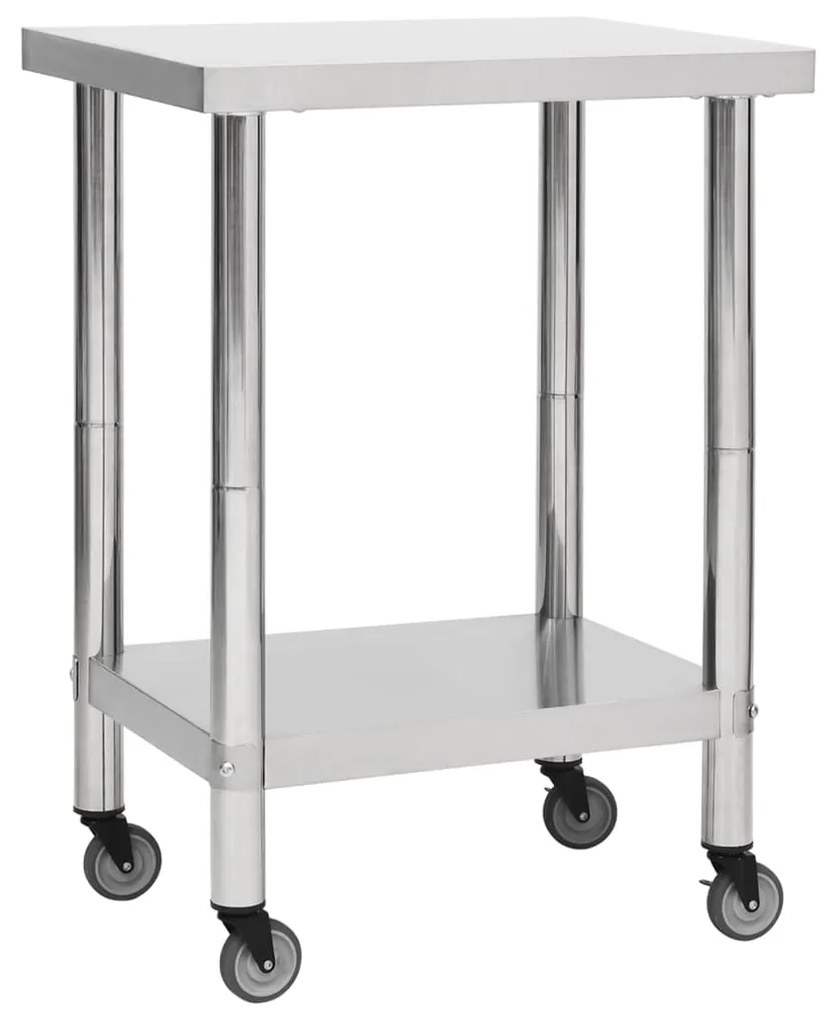 vidaXL Keukenwerktafel met wielen 60x45x85 cm roestvrij staal