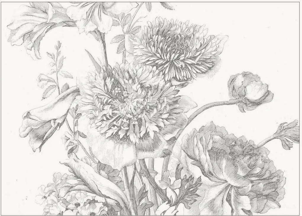 Vliesbehang Engraved Flowers