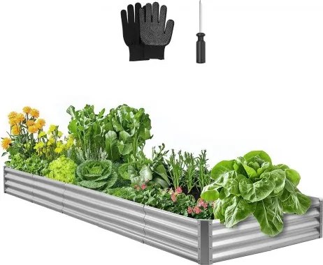VEVOR Verhoogd Tuinbed, Metaal, 3600x1200x290 mm, Plantbed, Groentebed, Plantenbak met Open Bodem & Afgeronde Randen, Bloembed, Kruidenbed, voor Groenten, Bloemen, Kruiden & Vetplanten, Gegalvaniseerd
