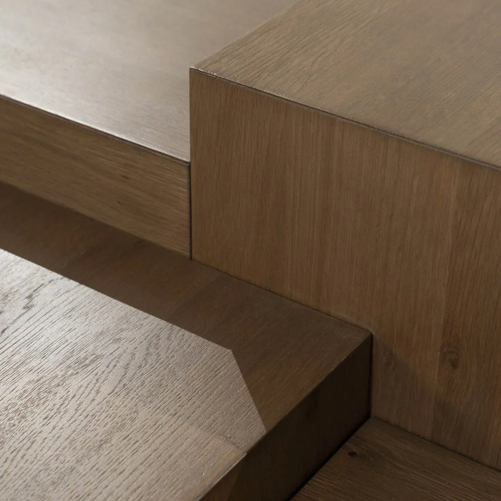 Grote Salontafel Eiken Blokken Bruin 140x75 Cm - 140 X 75cm.