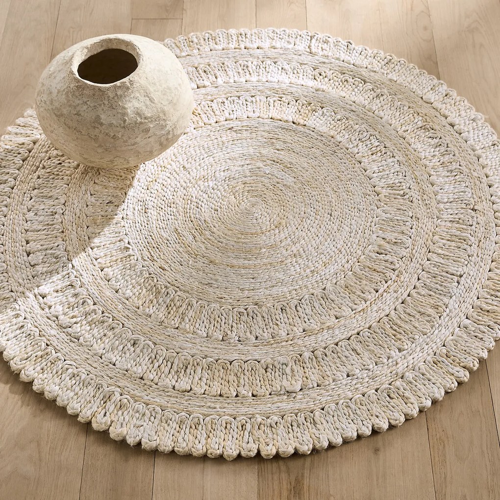 Rond vloerkleedØ 120 cm in jute, handgevlochten Deepti