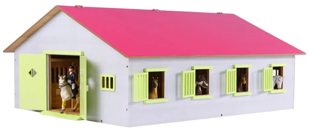 Kids Globe Paardenstal met 7 boxen 1:24 roze 610189