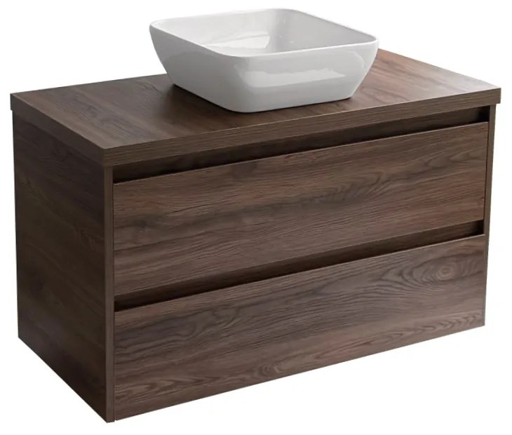 Sanicare Avenza badmeubel 100cm nera oak met witte waskom 40x40cm