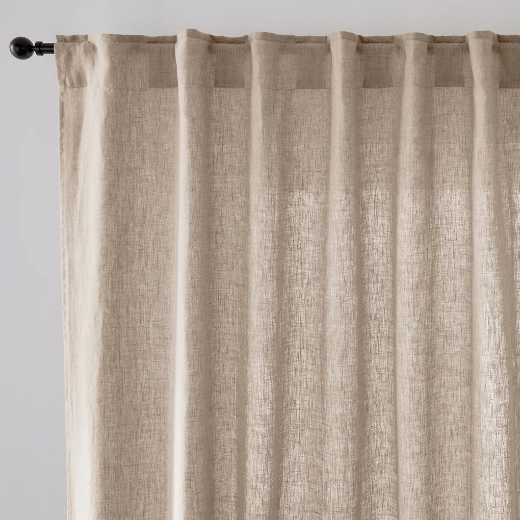 Onega breed gewassen linnen gordijn met verborgen flap