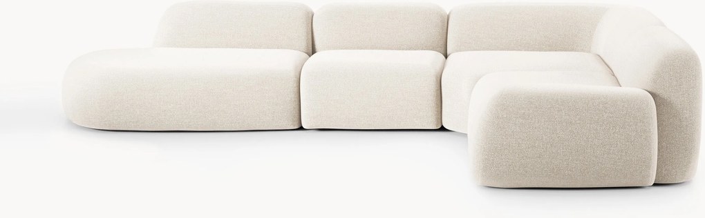 Modulaire bouclé XL hoekbank Wolke met chaise longue