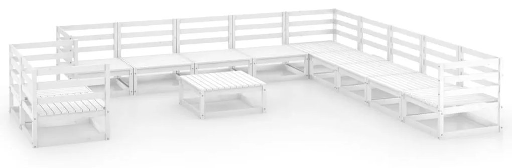 vidaXL 12-delige Loungeset massief grenenhout wit