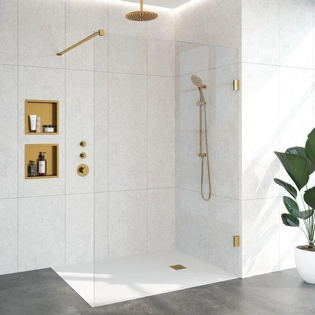 BRAUER Void inloopdouche helder glas 140x200 incl. glascoating PVD goud geborsteld GS-VOI1H140200GG