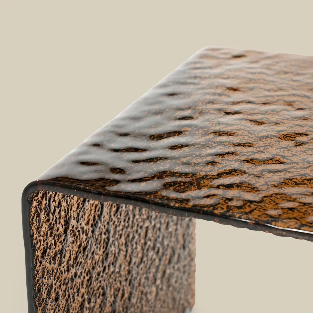 Glazen Salontafel Retro Bruin - 110 X 55cm.