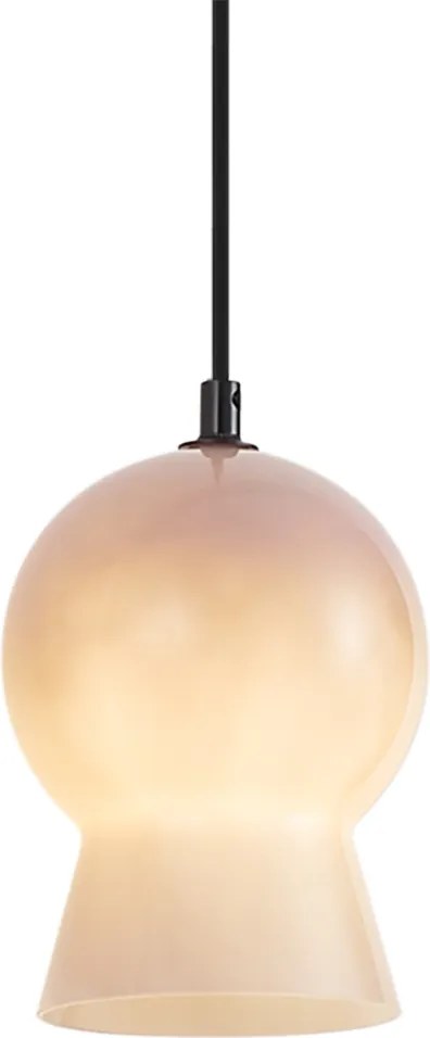 Retro hanglamp zwart met beige glas voor railsysteem 1-fase - Iconic Bell