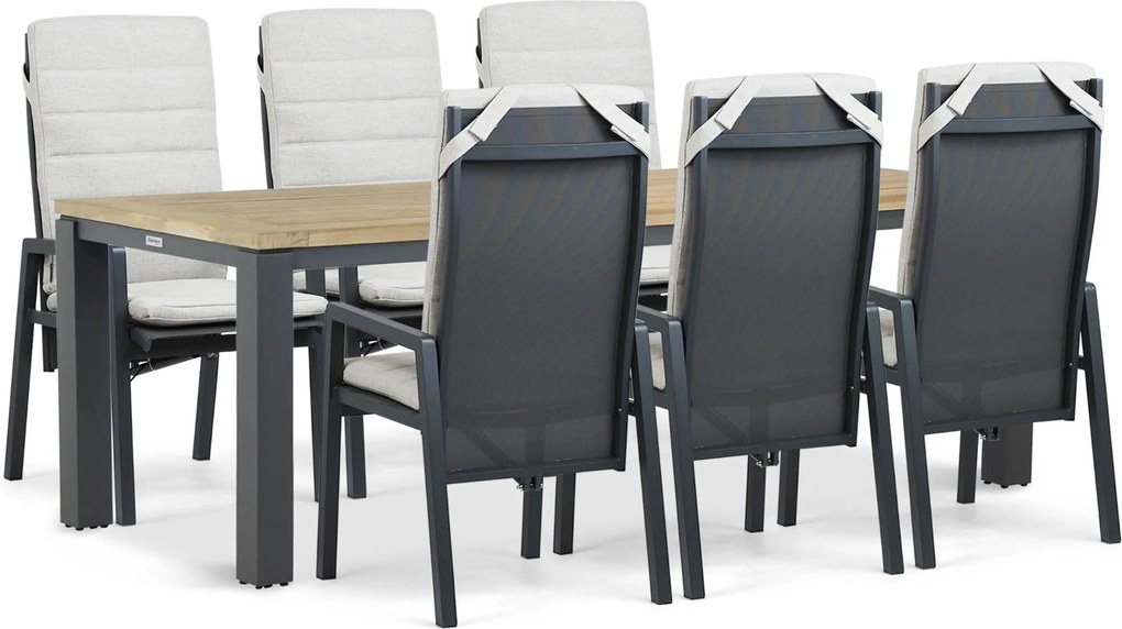 Tuinset 6 personen 230 cm Aluminium Grijs Lifestyle Garden Furniture Vivaro/Veneto