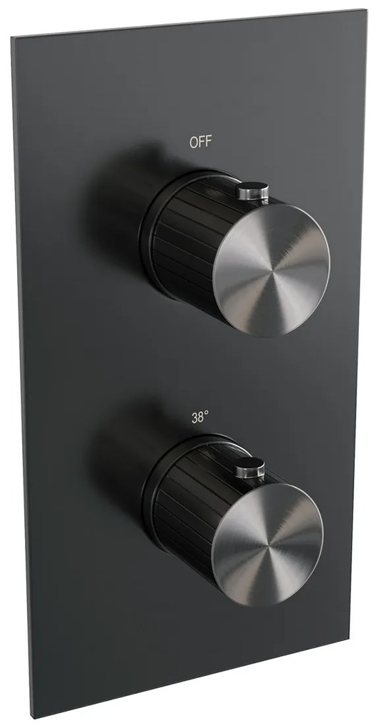 Brauer Stripe 3-weg inbouwthermostaat gunmetal geborsteld PVD