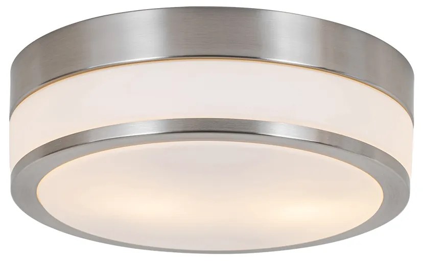 Moderne plafondlamp staal 28 cm IP44  - Flavi