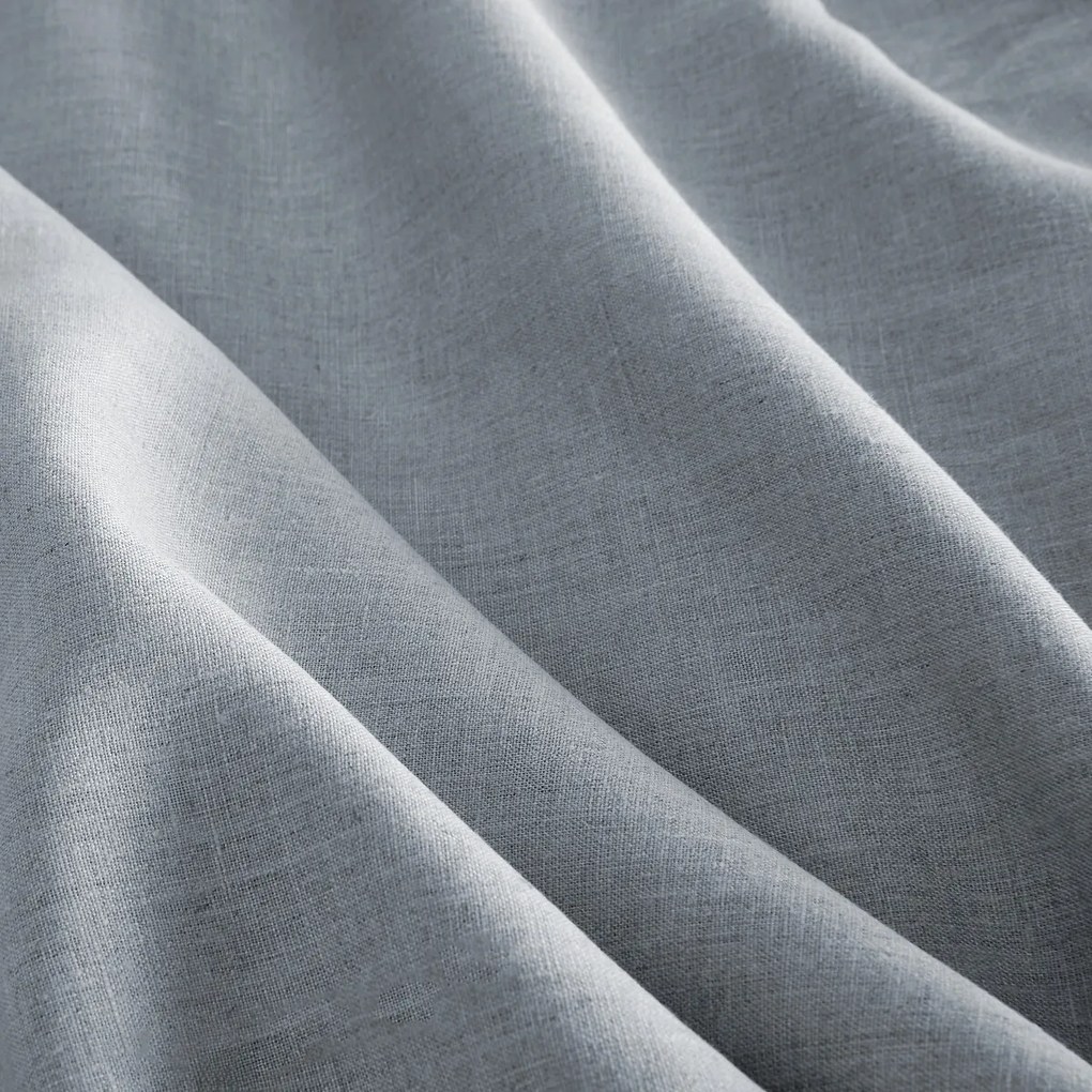 Verduisteringsgordijn van gewassen linnen, leren lussen, Private