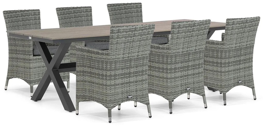 Tuinset 6 personen 240 cm Wicker Grijs Domani Furniture Miami/Forest