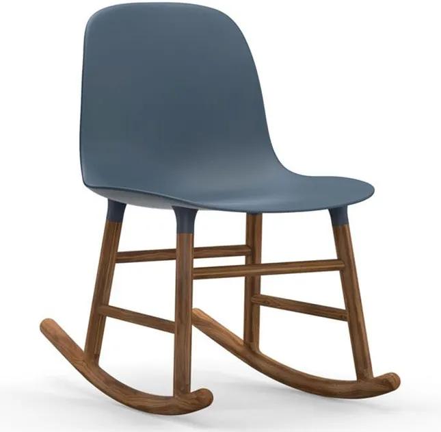Normann Copenhagen Form Rocking Chair schommelstoel met walnoten onderstel blauw