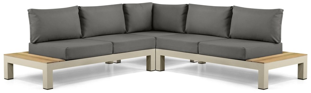 Loungeset 5 personen Aluminium/Teak Taupe Lifestyle Garden Furniture Vittoria
