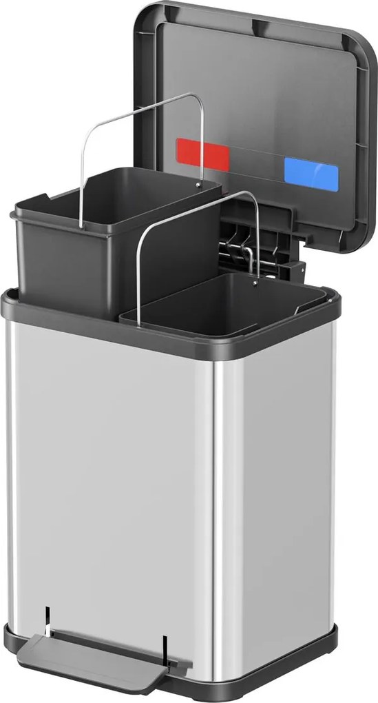 Hailo hailo oko duo plus m - (4*) inox - Huisafval - 33x32x43cm - roestvrij staal / kuntstof - 11 liter (2 + 9L)