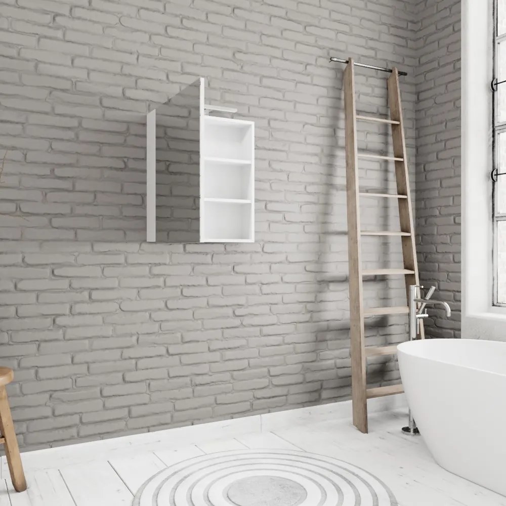 Zaro Beam spiegelkast mat wit 60x70x16cm 1 deur