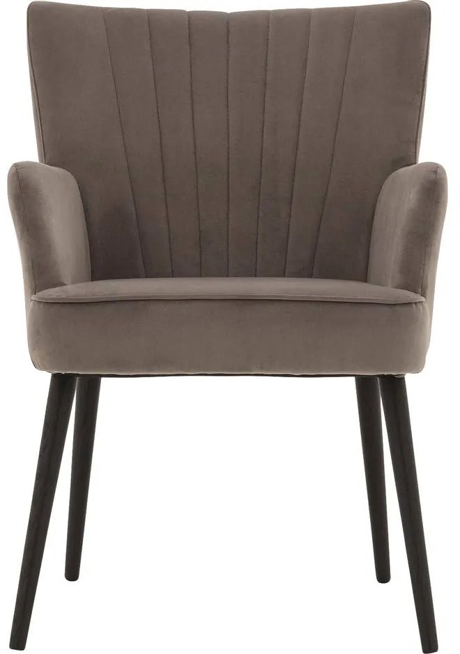 Goossens Eetkamerstoel Rob grijs velvet stof met armleuning, urban industrieel