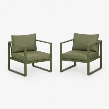 Set Van 2 Aluminium Fauteuils Lipov Groen – Intens Olijf - Sklum