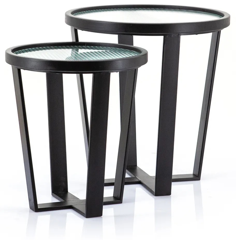 By-Boo Loup Bijzettafels Ribbelglas En Metaal