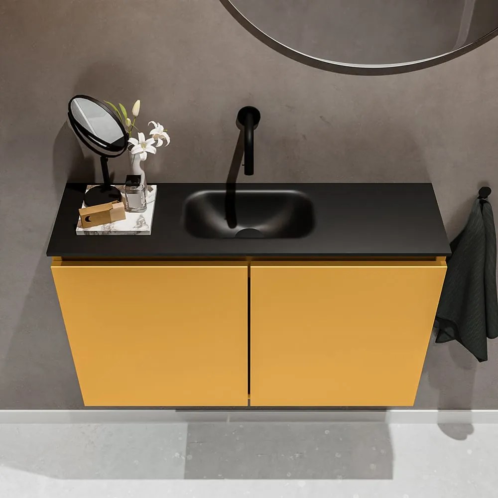 Mondiaz Ture 80cm toiletmeubel ocher met wastafel urban midden geen kraangat