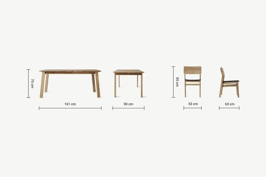The Outsider Tuintafel Dining set - Javea - Tafel + 4 stoelen - Acaciahout/Rope - The Outsider