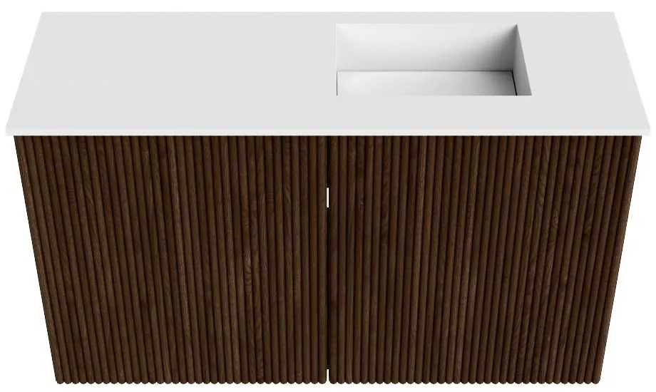 Mondiaz Joya 70cm toiletmeubel walnut met wastafel faye rechts 1 kraangat talc
